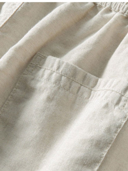 Geometric Jacquard Eyelet Cuban Shirt & Straight Leg Linen Pants